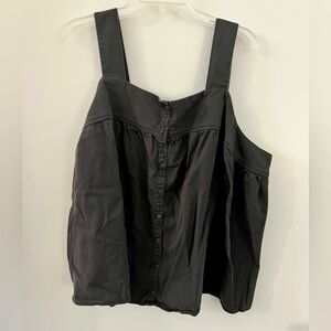Old navy cropped distressed black denim tank top, button up, 3X
